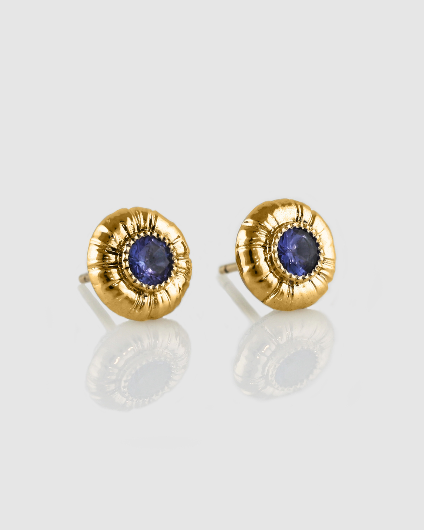 Shiny Blue earstuds tanzanite