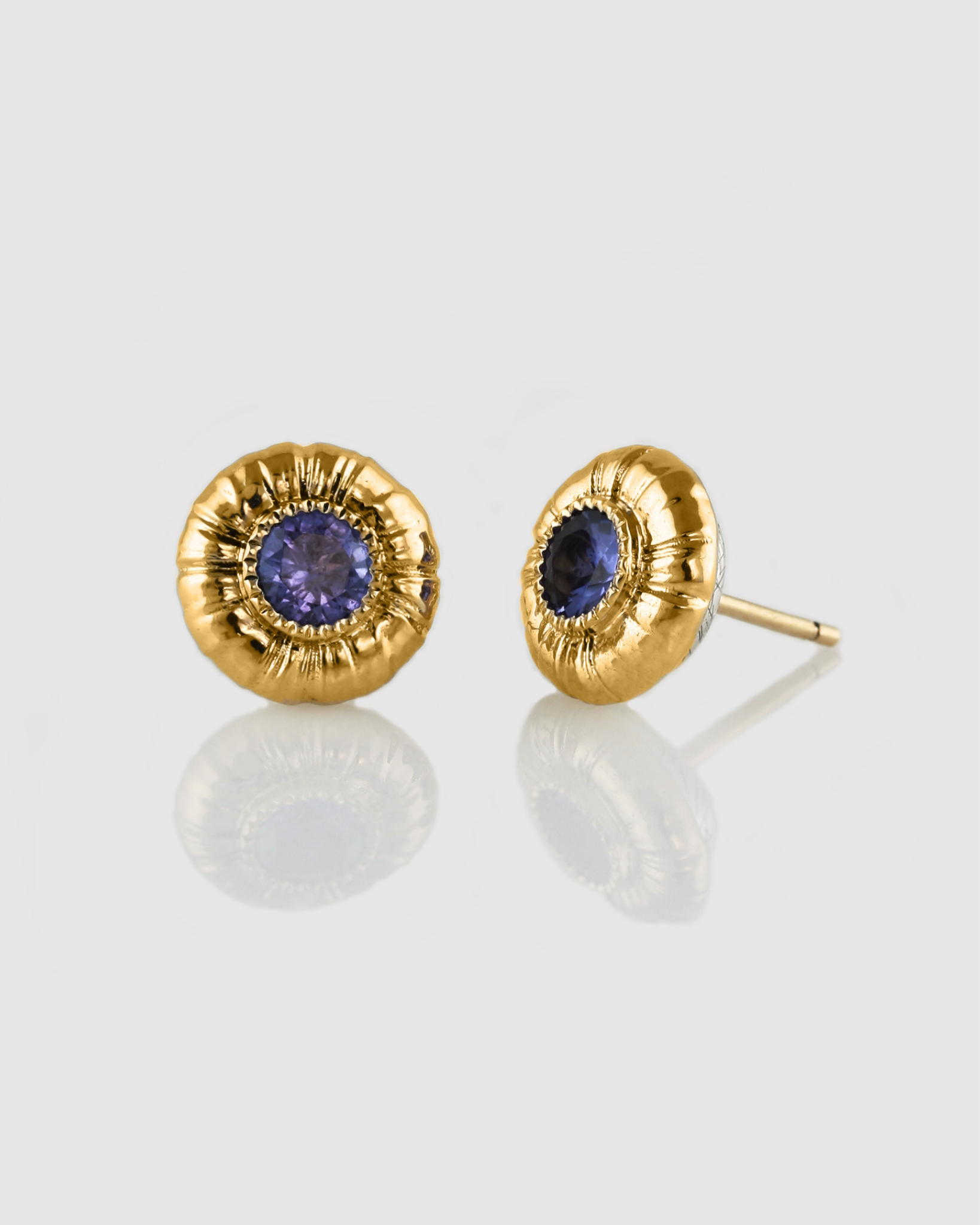 Shiny Blue earstuds tanzanite